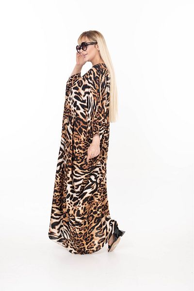 Eceyaman moda Women Leopard Print Oversize Dress
