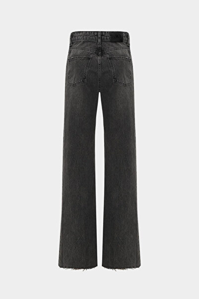 Açelya Okcu High Waist Wide Leg Kar Yıkama Geniş Paça Dikişsiz Jean