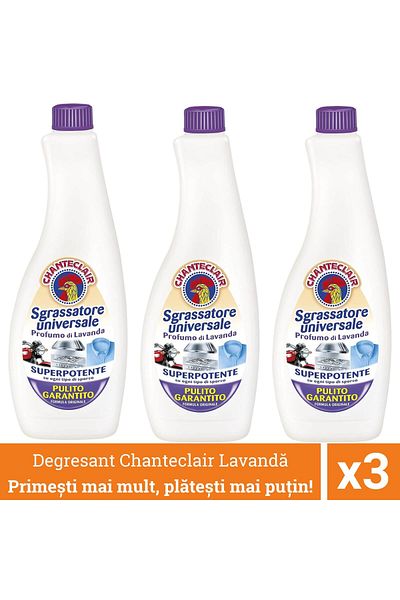 chante clair Pack Of 3 X Universal Degreaser Refill With Lavender, Chanteclair Sgrassatore, Solution, 1800 ml