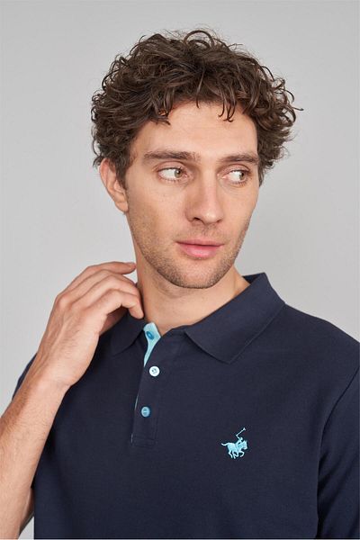 Çetinkaya Chester Polo 3047-L Men's Polo Neck Combed Pique T-Shirt Navy Blue