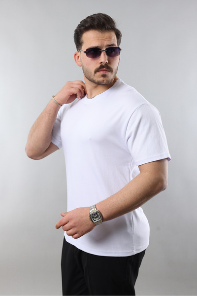 STOCX Oversize Wide Fit Crew Neck Basic Solid Short Sleeve T-Shirt
