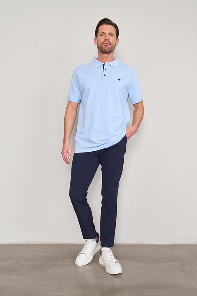 Çetinkaya Chester Polo 3047-L Tricou pentru bărbați, cu gât polo, din bumbac pieptănat, albastru bebeluș