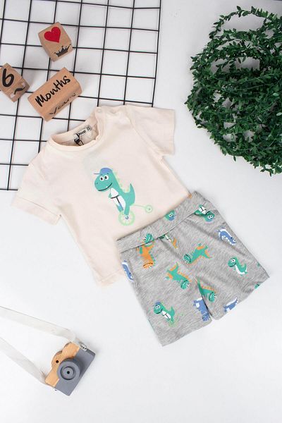 TRENDİMİZBİR Cute Crocodile Printed Shorts Set for Baby Boy