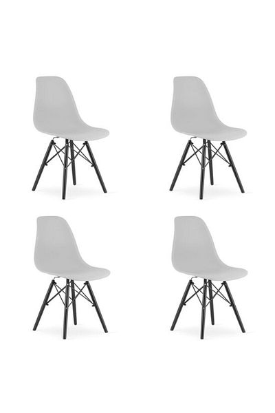 Avex Set of 4 Scandinavian style chairs, Artool, Osaka, PP, wood, gray and black, 46x54x81 cm