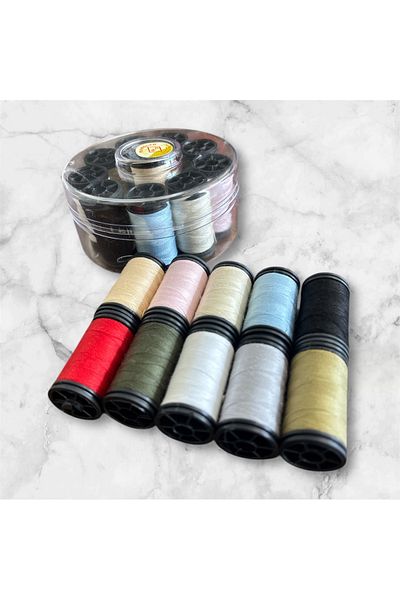 OZN AKSESUAR Box of 10 Sewing Threads, Quality Threads, Sewing Thread Set, Mini Spool Colored Sewing Threads