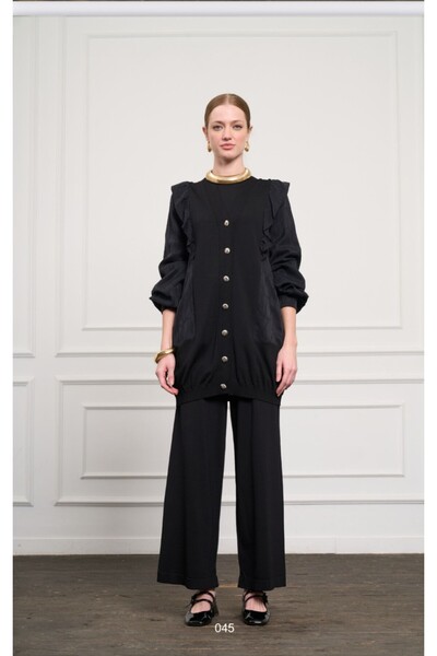 Nuss 6051 Візерунковий веганський кардиган з купрією та воланами