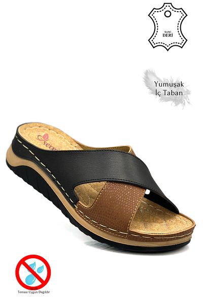 sermoda Cross Band Μαλακές και ελαφριές γυναικείες παντόφλες με χοντρή σόλα Αθλητικές παντόφλες Snake Tan