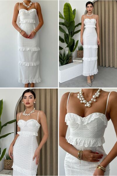 gülcanla moda Fisto Maxi Yırtmaçlı Elbise