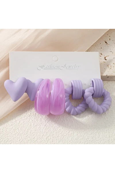 MİLALAZO Set of 3 Stylish&Cute Acrylic Dangle Earrings for Women Purple&Pink ...