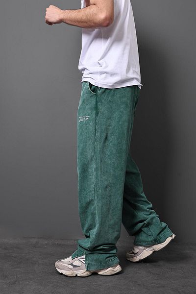 Slatra Men's Green Printed Washed Baggy Fit Tracksuit