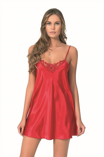 PRIMODA Red Short Satin Nightgown