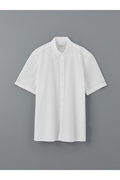 LC Waikiki Ανδρικό πουκάμισο LCW Vision Regular Fit με κοντό μανίκι λινό μείγμα (S5)