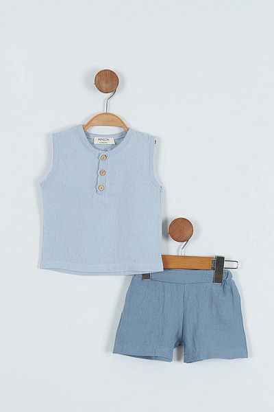 TRENDİMİZBİR Muslin Buttoned Shorts Set for Baby Boy