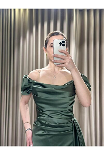 Kaleiçi Yıldızlar HAKİ Kayık Yaka Abiye En4858 4858