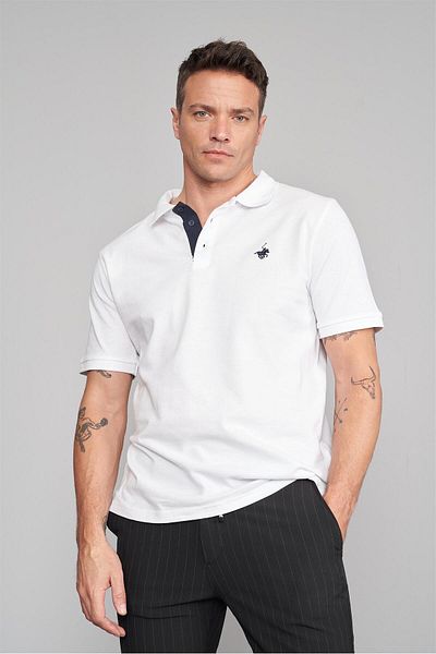 Çetinkaya Chester Polo 3047-L Men's Polo Neck Combed Pique T-Shirt White