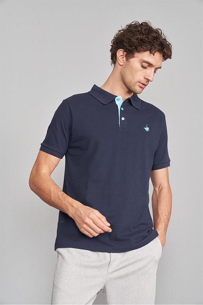 Çetinkaya Chester Polo 3047-L Men's Polo Neck Combed Pique T-Shirt Navy Blue