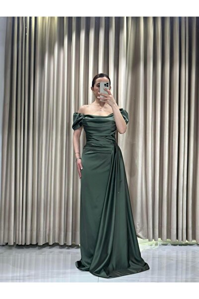 Kaleiçi Yıldızlar HAKİ Kayık Yaka Abiye En4858 4858