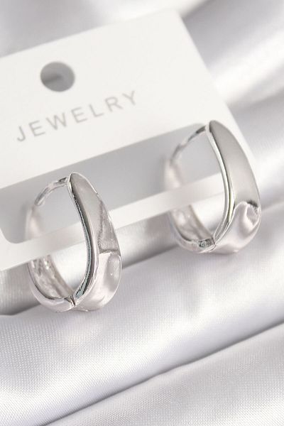Skygo Brass Silver Color Hoop Model Women's Earrings - TJ-BKP8688