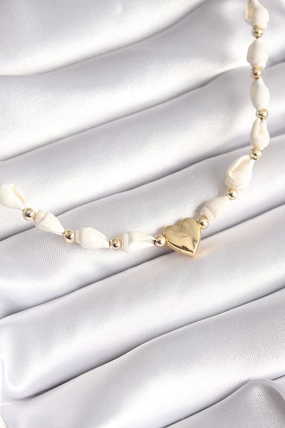 Skygo White Seashell Model Gold Color Heart Figure Women's Necklace - TJ-BKO8373