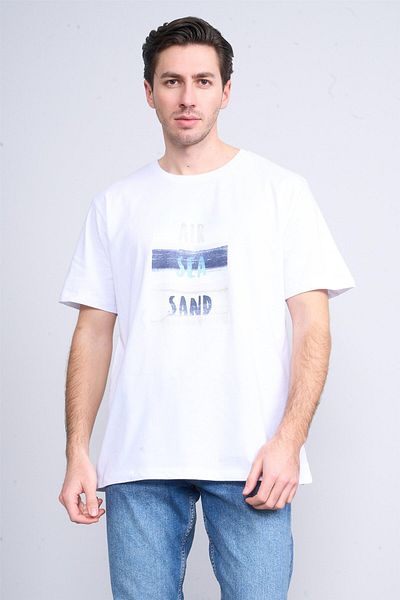 Çetinkaya Çetinkaya Chester Polo 3867 Crew Neck 30/1 Combed Regular Printed T-Shirt White
