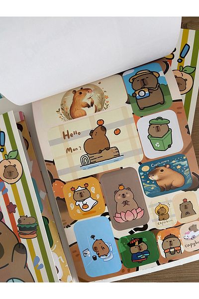 synshop Capybara Capybara Sticker Sticker Scrapbook Album 16 Sheets 208Pcs
