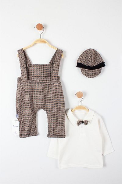 TRENDİMİZBİR Shirted Teddy Bear Embroidered Baby Set