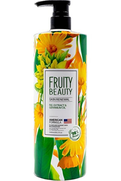 BEAUTY LEGEND جل الاستحمام العضوي من فروتي بيوتي لتجديد البشرة - مستخلصات طبيعية من زيت التين وإبرة الراعي - 1000 مل/35.2 أونصة سائلة