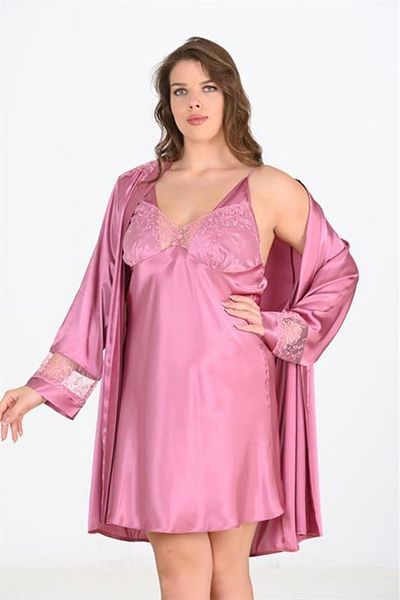 AHU Large Size 2-Piece Dried Rose Dressing Gown Set Large Size 6204