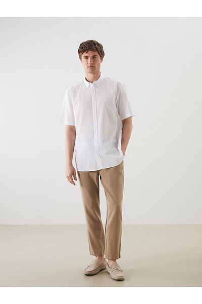 LC Waikiki Ανδρικό πουκάμισο LCW Vision Regular Fit με κοντό μανίκι λινό μείγμα (S5)