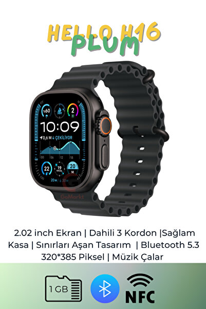 GoMarkt Hello Watch H16 Ultra Akıllı Saat 1GB/NFC/Müzik Çalar/2.02 Inch