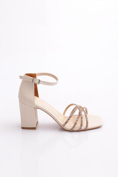 DGN Pm08-K37 Women's Stone Embroidered Heeled Shoes