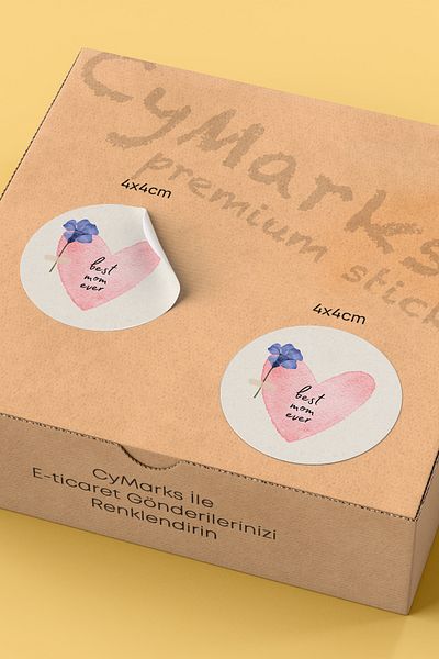 alışveriş kurdu Best Mom Ever Themed Sticker Packaging Shipping Packaging Label - 4X4Cm 70 Pieces