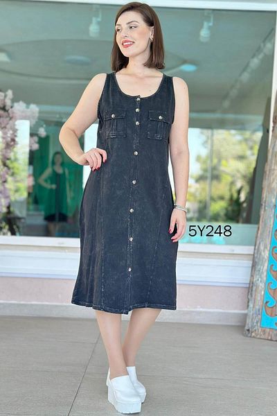 İnce Topuk Zero Sleeve Pocket Detail Dress 5Y248