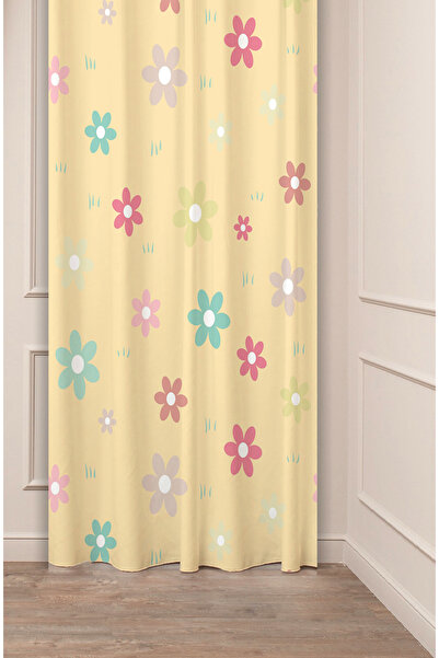 GREENDECOR Flori, frunze, dungi, model boem, design special, digital cu imprimeu (un singur aripă), perdea de fundal modernă și elegantă