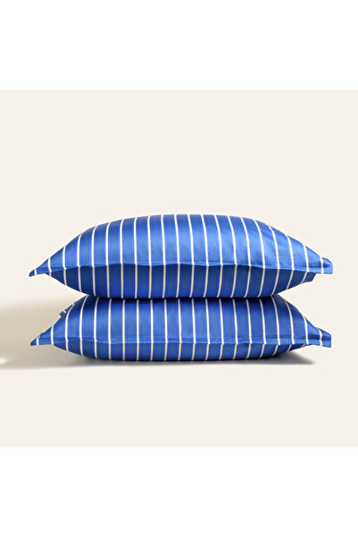 Zsa Zsa Zsu غطاء وسادة من الساتان القطني مكون من قطعتين مخطط واسع 300 Tc أكسف...