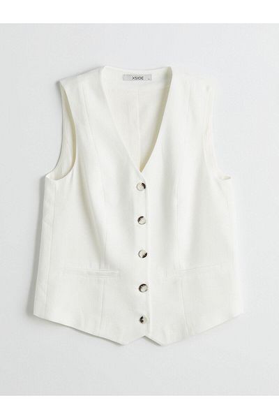LC Waikiki Xside V-Neck Linen Blended Women's Vest (S5)