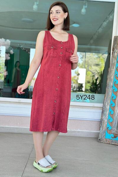 İnce Topuk Zero Sleeve Pocket Detail Dress 5Y248