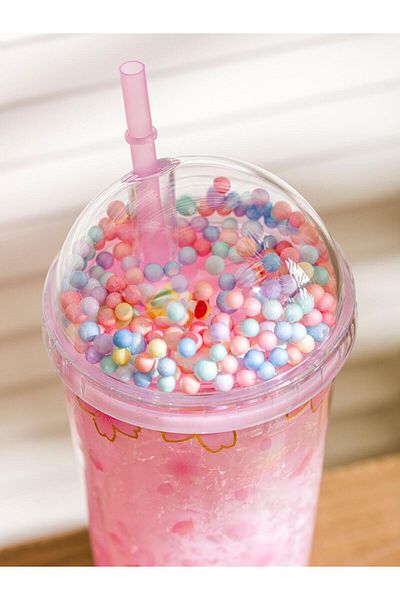 LC Waikiki Lcw Home Mixed Printed Glass with Straw (S5)