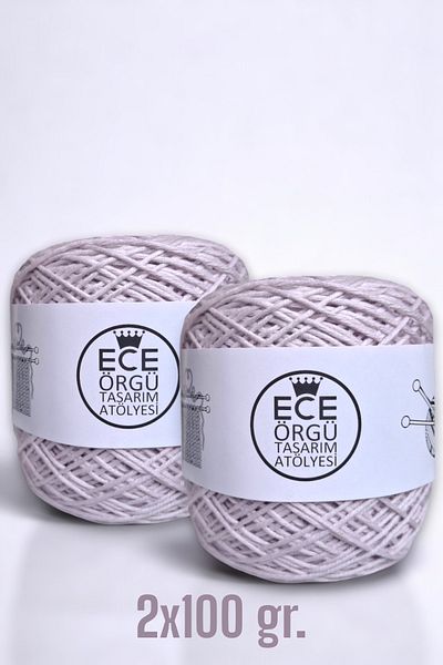 Ece Örgü Tasarım Atölyesi Πλεκτό σχοινί χειρός ανοιχτό λιλά, πολυώροφο, μπαμπού-κοτόνι (200 γρ.)