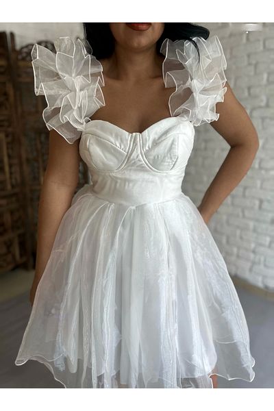 moneta boutique Γυναικείο φόρεμα BELLA με λαιμόκοψη με λεπτομέρεια από τούλι