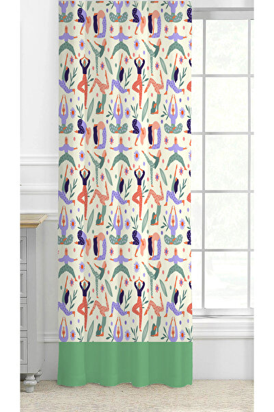 GREENDECOR Bohemian Geometric Line Shapes Special Design Patterned Digital Printed (Single Wing) Modern Stylish Background Curtain