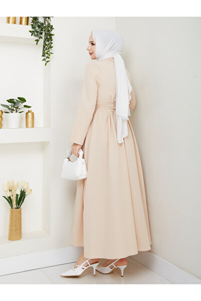 Giza Giyim Γυναικείο φόρεμα χιτζάμπ με κουμπιά με σταθερή ζώνη με κουμπιά