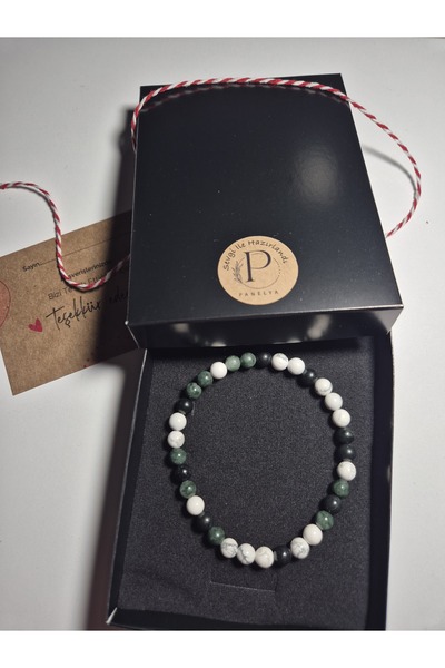 Panelya Handmade Natural Stone Men's Bracelet Howlite Natural Stone Gift Love...