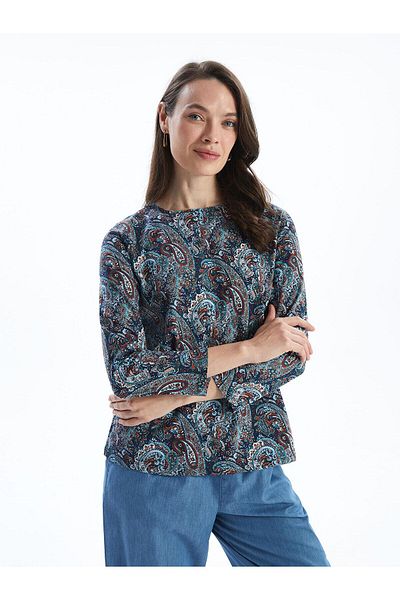 LC Waikiki Γυναικεία μπλούζα με λαιμόκοψη LCW Grace Floral (S5)