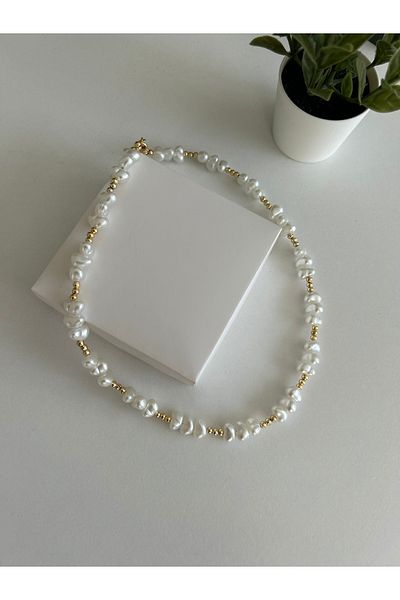 Ülkü Bijouterie Necklace with Pearls , Women's Necklace