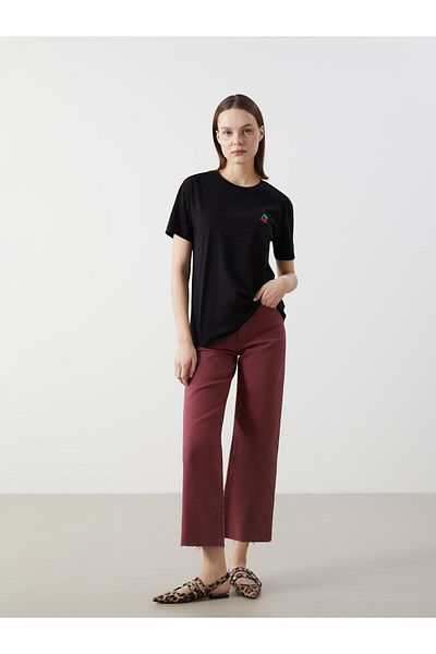 LC Waikiki Tricou pentru femei XSIDE cu decolteu rotund brodat (S5)