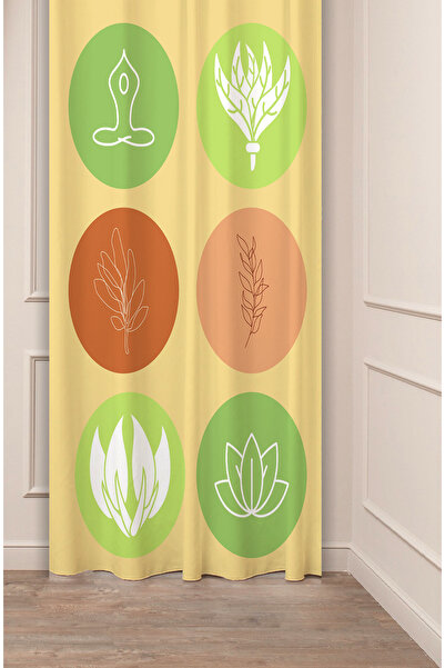 GREENDECOR Flori, frunze, dungi, model boem, design special, digital cu imprimeu (un singur aripă), perdea de fundal modernă și elegantă