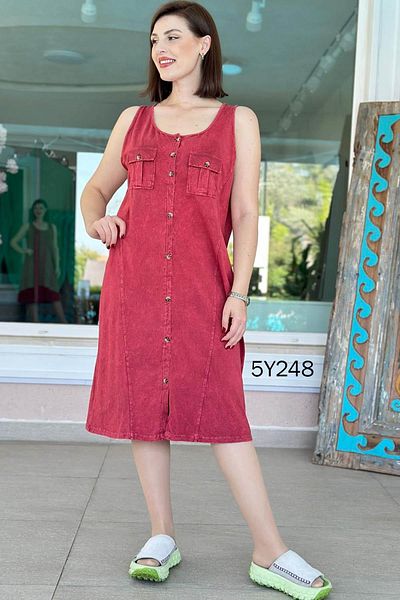 İnce Topuk Zero Sleeve Pocket Detail Dress 5Y248