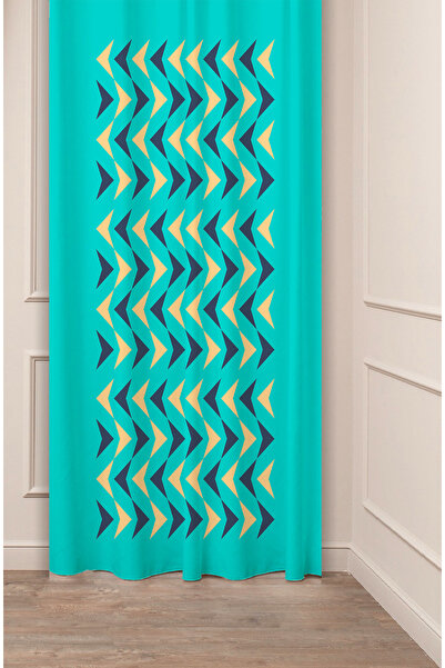 GREENDECOR Geometric Line Shapes Special Design Patterned Digital Printed (Single Wing) Modern Stylish Background Curtain