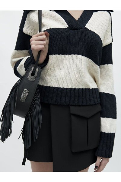 BUTE Allbucks Zr Za Ra 100% Leather Tassel Bucket Bag Abzra0297